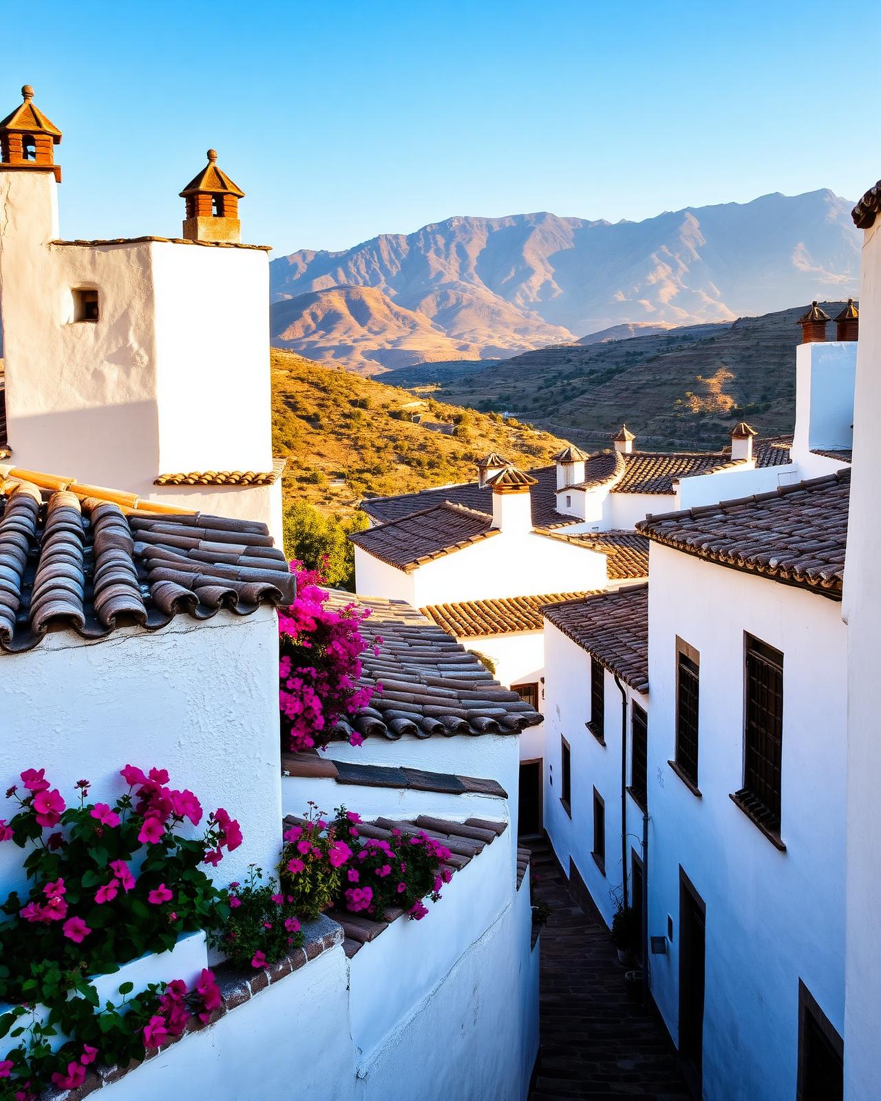 Tejados blancos y chimeneas de la Alpujarra